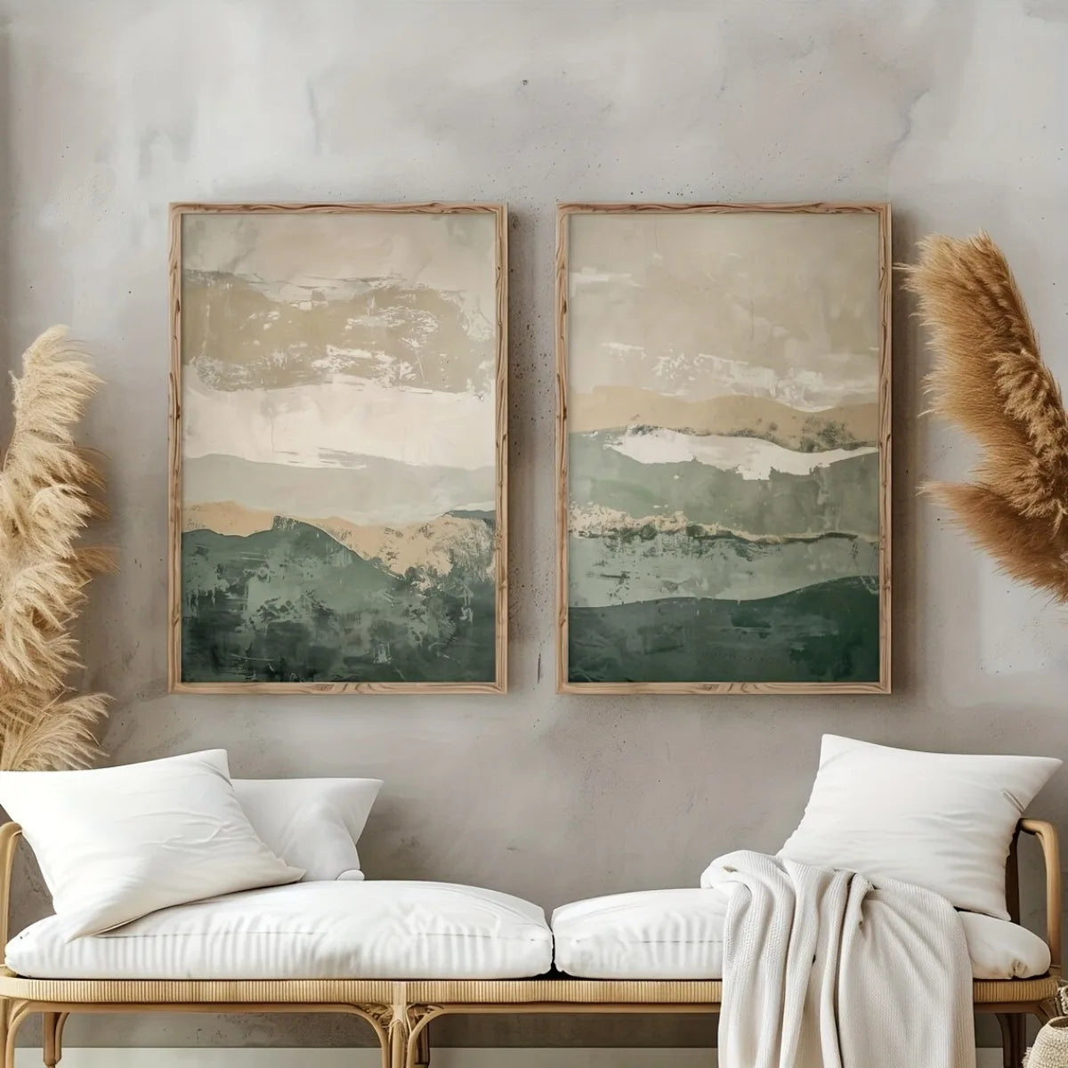 Japanese Retro Wabi-Sabi Mountains Canvas Print Set «