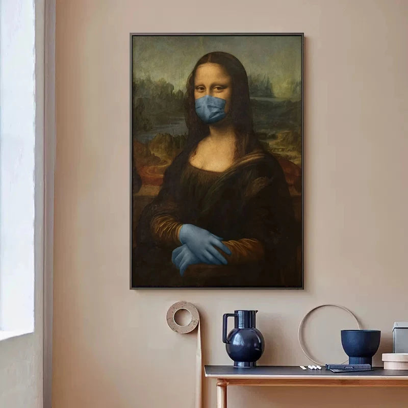 Funny Mona Lisa with Cat Canvas Poster