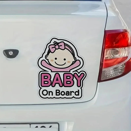 Cute Cartoon Baby On Board Car Sticker