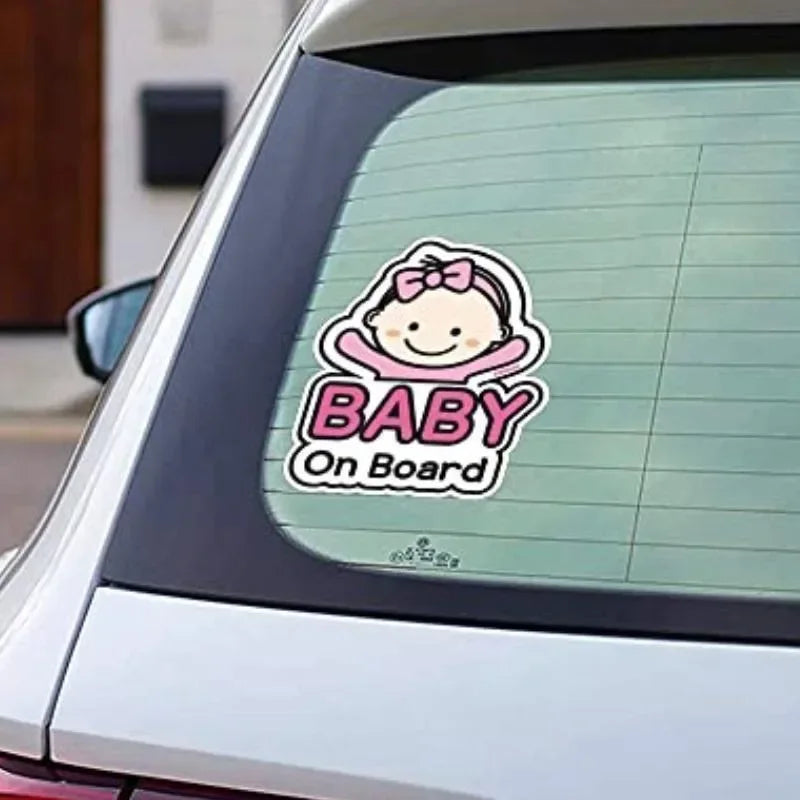 Cute Cartoon Baby On Board Car Sticker