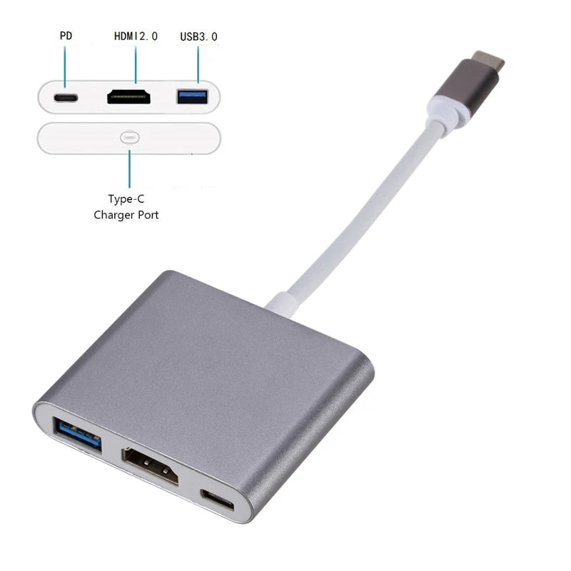 3-in-1 USB-C to HDMI, USB 3.0, and PD Charging Adapter