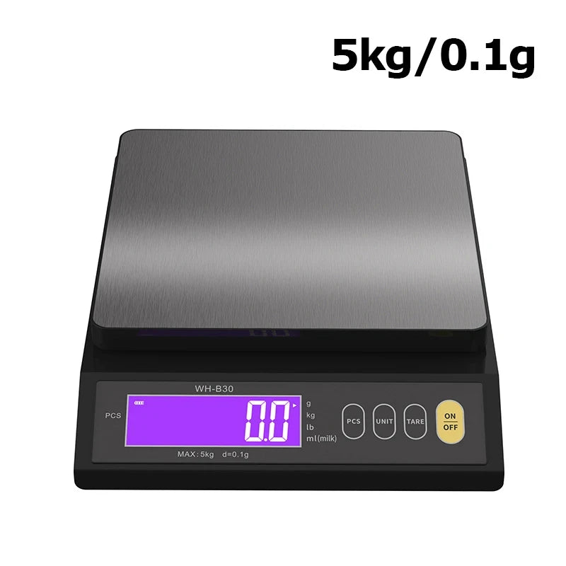 Digital Kitchen Scale 5kg/0.1g – 10kg/1g  – Waterproof LCD Stainless Steel Weighing Tool