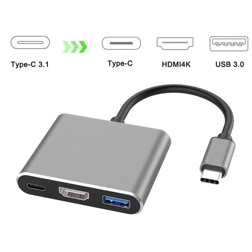 3-in-1 USB-C to HDMI, USB 3.0, and PD Charging Adapter