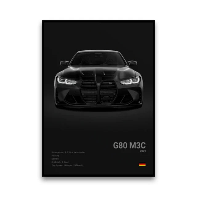 Famous Cars G80 M3C Canvas Poster – Modern Wall Art for Car Enthusiasts
