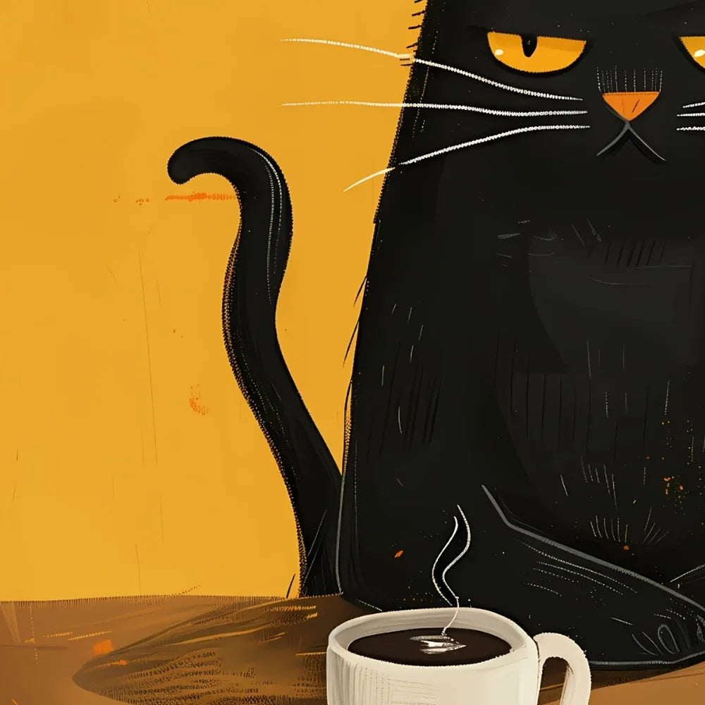 Black Cat "Bonjour" Retro Art Poster