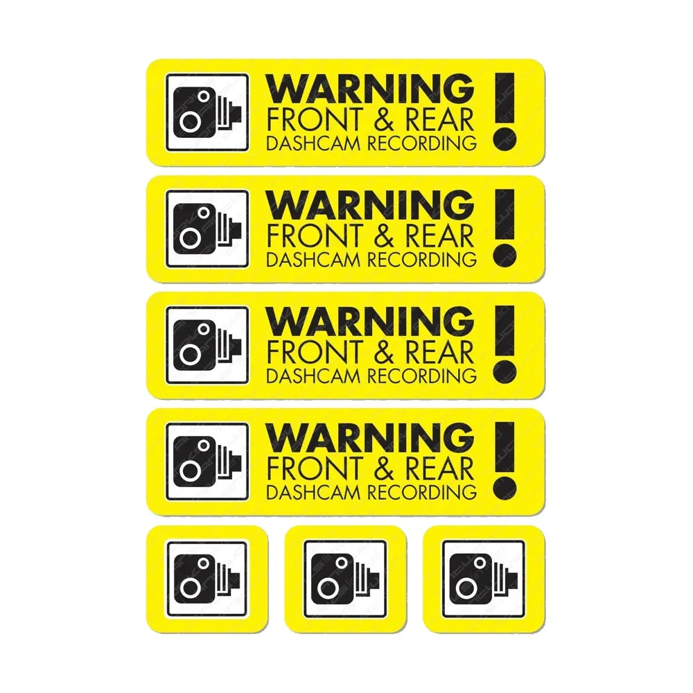 Pack of 7 Dash Cam Recording Stickers – CCTV In-Car Video Camera Decals