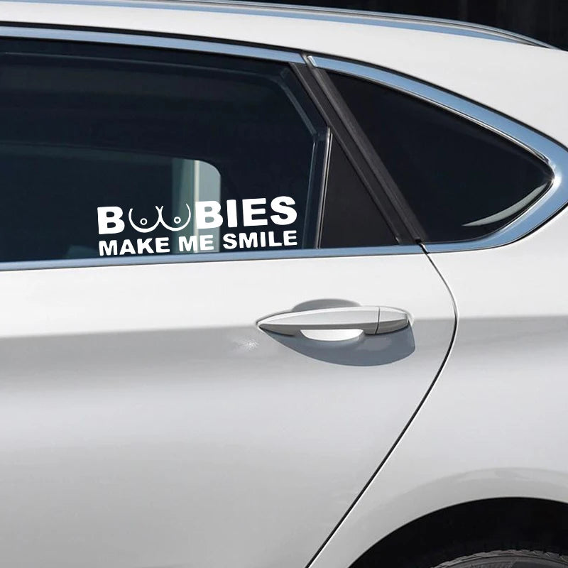 BOOBIES MAKE ME SMILE - Decal Car Sticker