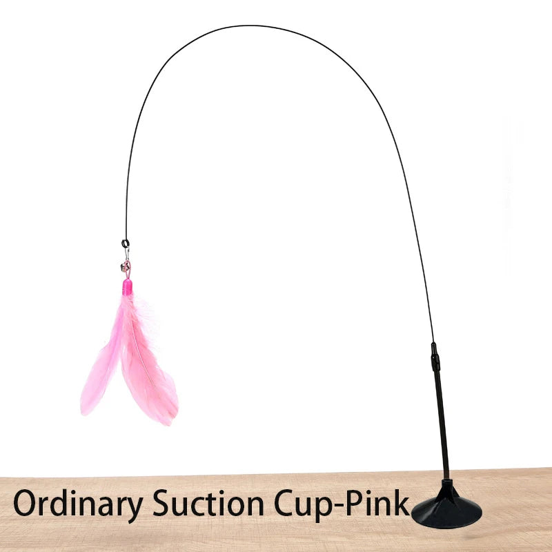 Interactive Cat Feather Toy with Suction Cup – Hands-Free Teaser Wand