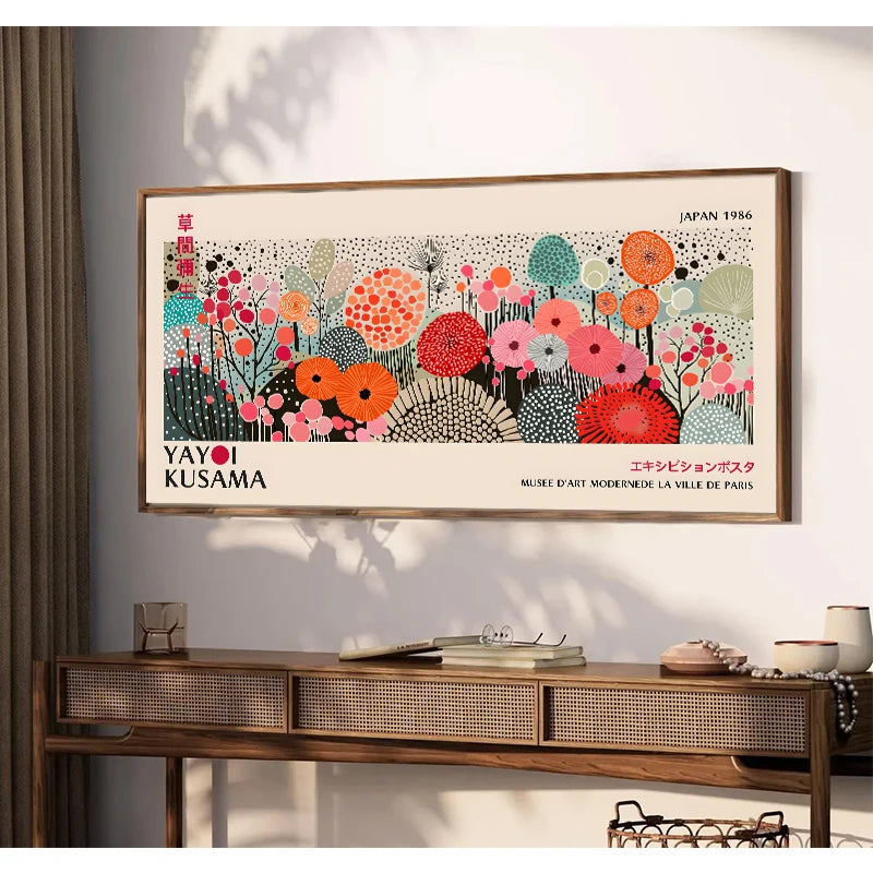 Yayoi Kusama Flower Exhibition Poster – Japanese Canvas Wall Art